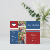 Carte Postale Faire-part Les Carrés de photos en rouge blanc et bleu sauven (Debout devant)