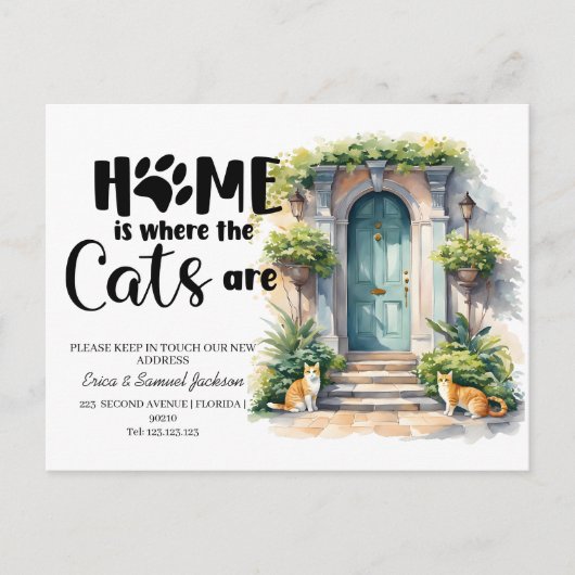 Carte Postale Faire-part les chats ont déménagé ! Annonce d'une nouvelle ad (Devant)