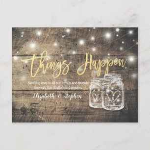 Carte Postale Faire-part Les choses se passent Mariage Postponement Mason J