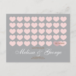 Carte Postale Faire-part Les Coeurs modernes Sauvez la date : Argentée