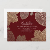 Carte Postale Faire-part les feuilles bourguignons et or tombent sauf la da (Devant / Derrière)