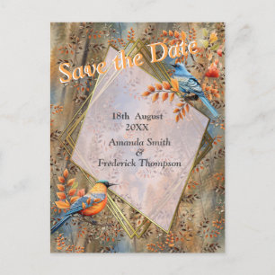 Carte Postale Faire-part Les grands arbres, les feuilles d'automne et les b