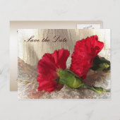 Carte Postale Faire-part Les oeillets rouges font gagner la date (Devant / Derrière)