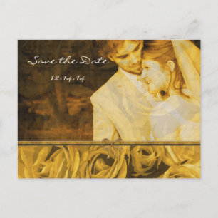 Carte Postale Faire-part Les Roses antiques sauvent la date avec vos photos