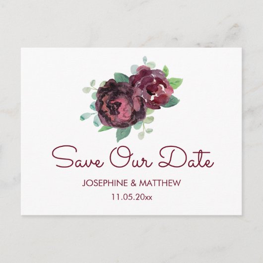 Carte Postale Faire-part Les Roses bourguignons sauvent la date (Devant)