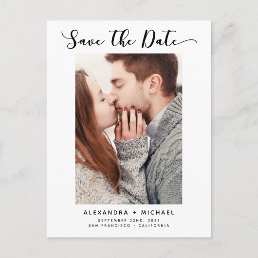 Carte Postale Faire-part Lettré à la main simple Enregistrer la photo de la (Devant)