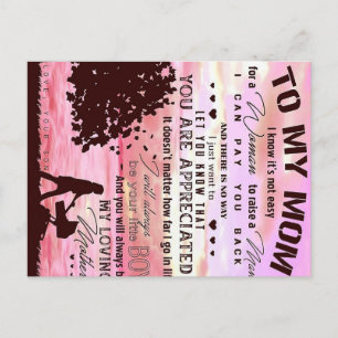 Carte Postale Faire-part Lettre à ma mère   Lettre à la famille