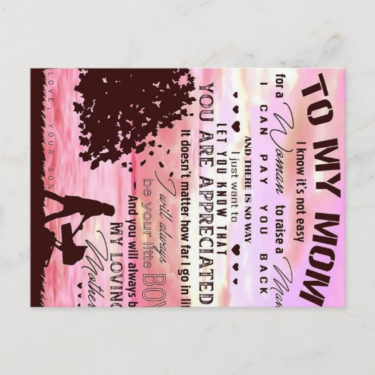 Carte Postale Faire-part Lettre à ma mère | Lettre à la famille (Devant)