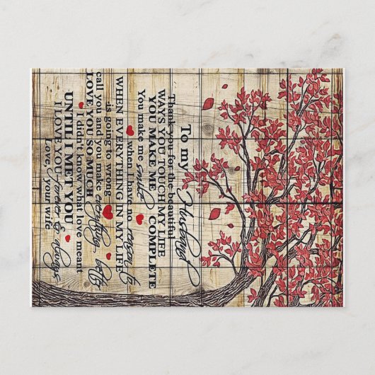 Carte Postale Faire-part Lettre à mon mari , Cadeau de nouvelle maison (Devant)