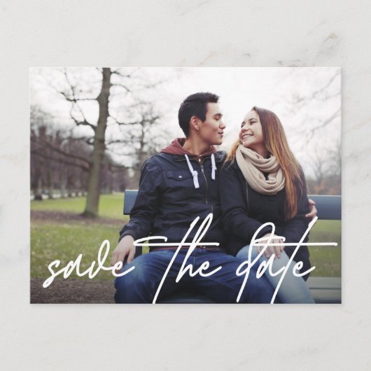 Carte Postale Faire-part Lettre manuscrite Enregistrez la date Photo modern (Devant)