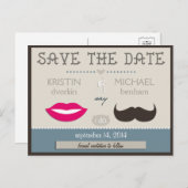 Carte Postale Faire-part Lèvres et moustache (Devant / Derrière)