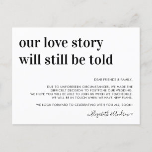 Carte Postale Faire-part L'histoire d'amour de report de mariage sera toujo