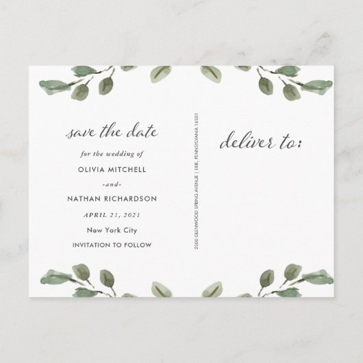 Carte Postale Faire-part Liage minimal | Mariage Enregistrer la date (Dos)