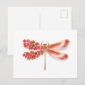 Carte Postale Faire-part libellule de fleurs avec sakura de bijoux (Devant / Derrière)