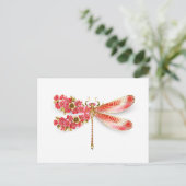 Carte Postale Faire-part libellule de fleurs avec sakura de bijoux (Debout devant)