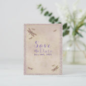 Carte Postale Faire-part Libellules violettes et dorées, Libellule Save the (Debout devant)