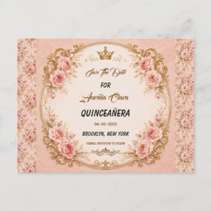 Carte Postale Faire-part Light Blue Silver Princess Quinceanera Anniversair