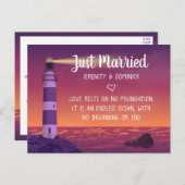 Carte Postale Faire-part `Lighthouse Ocean Nautical Juste Marié Mariage (Devant / Derrière)