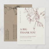 CARTE POSTALE FAIRE-PART LIGNE DE CRÈME BLANCHE DESSINANT MERCI MARIAGE FLO (Devant / Derrière)