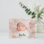 Carte Postale Faire-part Ligne géométrique moderne Brith photo (Debout devant)