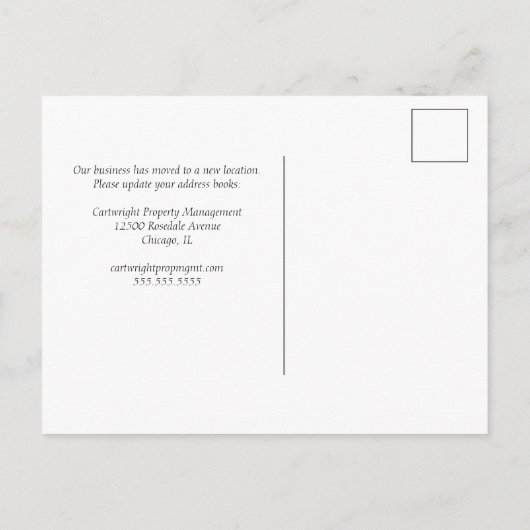 Carte Postale Faire-part Ligne Skyline d'affaires personnalisable déplacée (Dos)