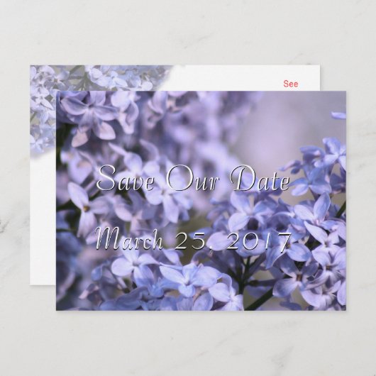 Carte Postale Faire-part Lilac Enregistrer l'Invitation à la Date - ou tout (Devant / Derrière)