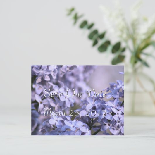 Carte Postale Faire-part Lilac Enregistrer l'Invitation à la Date - ou tout (Debout devant)