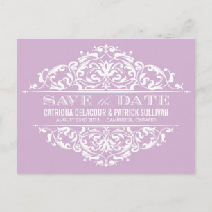 CARTE POSTALE FAIRE-PART LILAC VINTAGE FLORAL FRAME ENREGISTRER LA DATE POS