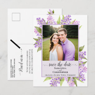 Carte Postale Faire-part Lilas Rustiques Mariage Enregistrer la Date Photo
