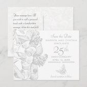 Carte Postale Faire-part Lilies Sauvez la date Argent 25e anniversaire (Devant / Derrière)