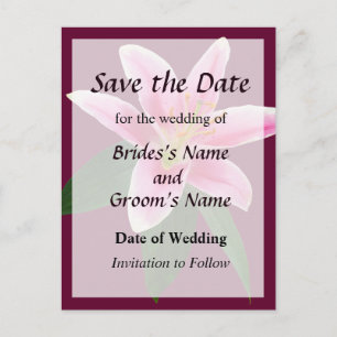 Carte Postale Faire-part Lily Stargazer délicat Enregistrer la date