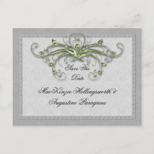 Carte Postale Faire-part Lime et Argent Enbellisés Les rouleaux Enregistrer