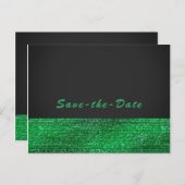Carte Postale Faire-part Lime Green Sequins Glam Moderne Enregistrer la dat (Devant / Derrière)