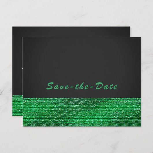 Carte Postale Faire-part Lime Green Sequins Glam Moderne Enregistrer la dat (Devant / Derrière)