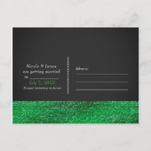 Carte Postale Faire-part Lime Green Sequins Glam Moderne Enregistrer la dat (Dos)