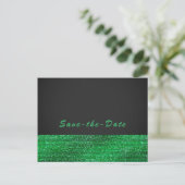 Carte Postale Faire-part Lime Green Sequins Glam Moderne Enregistrer la dat (Debout devant)