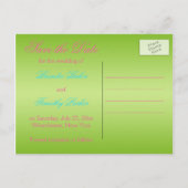 Carte Postale Faire-part Lime, rose et Aqua Floral Enregistrer la date Cart (Dos)