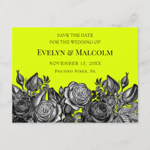 Carte Postale Faire-part Lime Rose noire verte Enregistrer la date STD