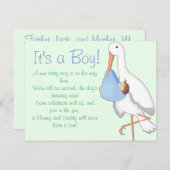 Carte Postale Faire-part "Little Stork" C'est un garçon ! (Devant / Derrière)