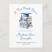 Carte Postale Faire-part Livres Toile Bleue et Blanche Nouveau Chapitre Rem (Devant)