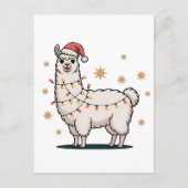 Carte Postale Faire-part Llama Alpaca With Santa Hat And Christmas Light (Devant)