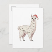 Carte Postale Faire-part Llama Guirlandes de Noël Animaux Robustes Amoureux (Devant / Derrière)