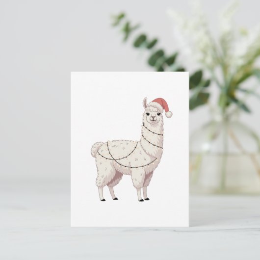 Carte Postale Faire-part Llama Guirlandes de Noël Animaux Robustes Amoureux (Debout devant)