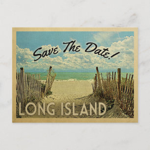 Carte Postale Faire-part Long Island Sauver la date Vintage Plage Nautique