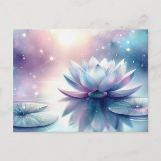 Carte Postale Faire-part Lotus céleste en fleurs Nénuphar Spirituel Cosmiqu