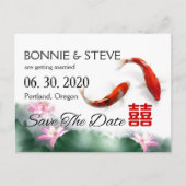 Carte Postale Faire-part Love Circles | Lotus Koi Double XI Faire Part de M (Devant)