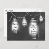 Carte Postale Faire-part Love Mason Jars sur Chalkboard Enregistrer la date (Devant / Derrière)