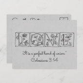 Carte Postale Faire-part Love Perfect Bond of Union~Écriture~Enregistrer la (Devant / Derrière)