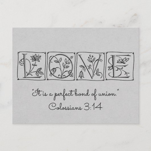 Carte Postale Faire-part Love Perfect Bond of Union~Écriture~Enregistrer la (Devant)