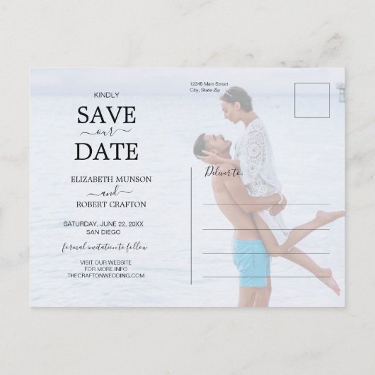 Carte Postale Faire-part LOVE Script Mariage Photo Enregistrer la date (Dos)